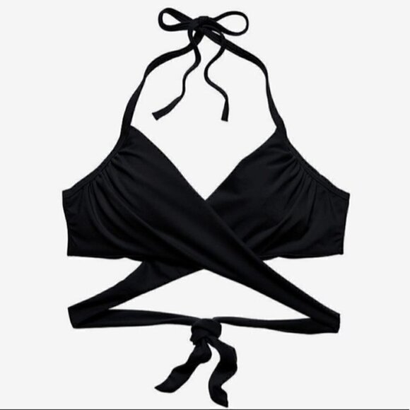 Victoria's Secret Swim The Wrap Halter Bikini Top Black 32D - Picture 2 of 9